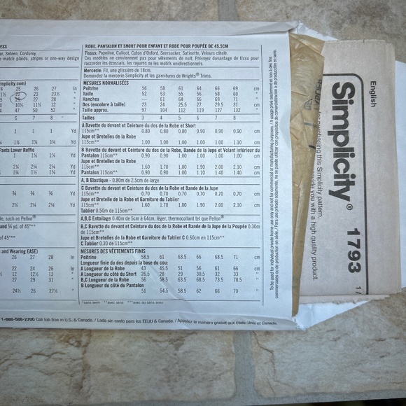 SARAH ROSE - Matching Girl’s & Doll Outfit - Simplicity Pattern #1793 - Picture 4 of 6